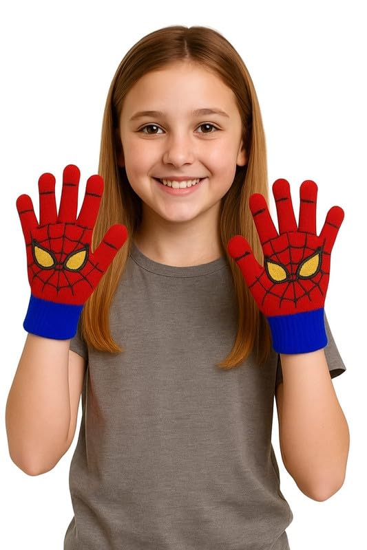 WKLOUYHE Kids Winter Warm Woolen Hand Gloves | winter Warm Hand Gloves for Boy & Girl,Age3-9 Years_Pack of 01,Red - Image 3