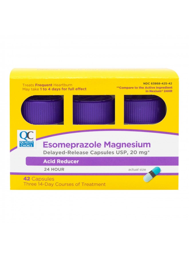 Quality Choice Quality Choice Esomeprazole Magnesium 20 mg Acid Reducer & Heartburn Relief, Delayed Release Capsules for 24 Hour (All Day and Night) Protection, 42 Count - Image 1