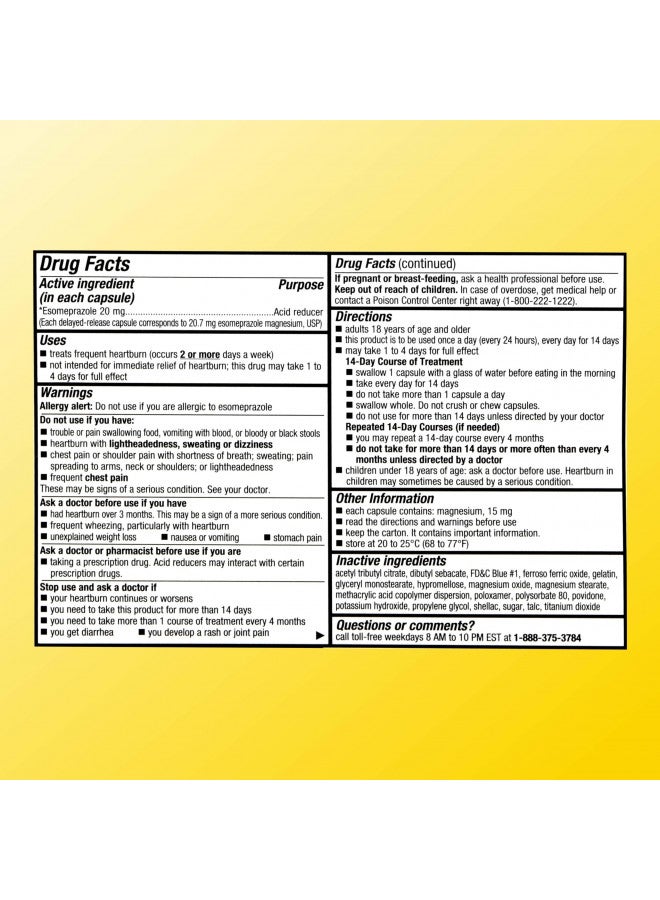 Quality Choice Quality Choice Esomeprazole Magnesium 20 mg Acid Reducer & Heartburn Relief, Delayed Release Capsules for 24 Hour (All Day and Night) Protection, 42 Count - Image 2