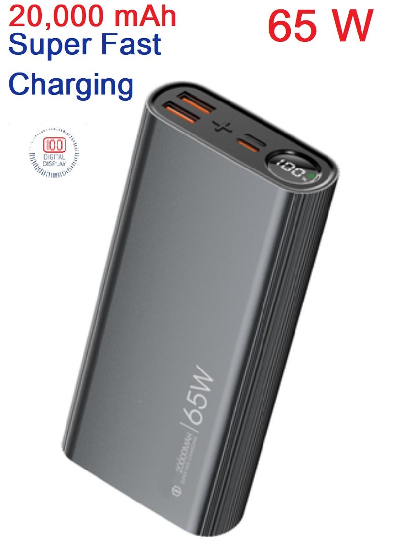 إكسيفين بنك طاقة XSEVEN فائق السرعة بسعة 20000 مللي أمبير/ساعة، شحن سريع 65 واط، PD20W، مخرجات USB-C وQC65W مزدوجة، تصميم فاخر - Image 1
