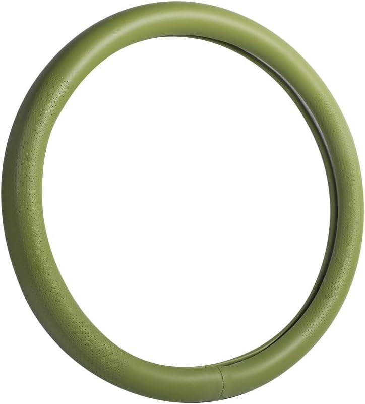 VARGTR Car Steering Wheel Cover,Universal 15 Inch Premium Leather Car Steering Wheel Cover,Best Grip,Perforated Design,Breathable,Non-Slip,Sweat-Absorbent,Warm in Winter and Cool in Summer (Green) - Image 1