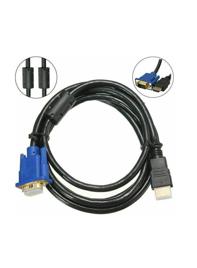 Ntech كابل محول فيديو NTECH HDMI ذكر إلى VGA ذكر DB15 15 دبوس مطلي بالذهب يدعم تحويل الإشارة بدقة 1080 بكسل كاملة من مدخل HDMI للكمبيوتر المحمول HDTV إلى مخرج VGA 1.8 متر/6 قدم أسود - Image 4
