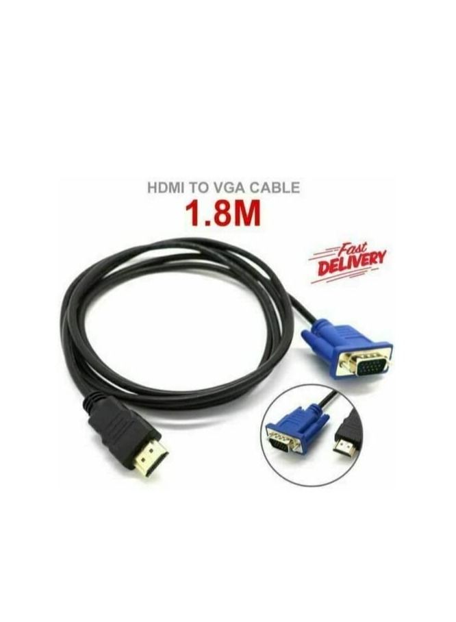 Ntech كابل محول فيديو NTECH HDMI ذكر إلى VGA ذكر DB15 15 دبوس مطلي بالذهب يدعم تحويل الإشارة بدقة 1080 بكسل كاملة من مدخل HDMI للكمبيوتر المحمول HDTV إلى مخرج VGA 1.8 متر/6 قدم أسود - Image 2