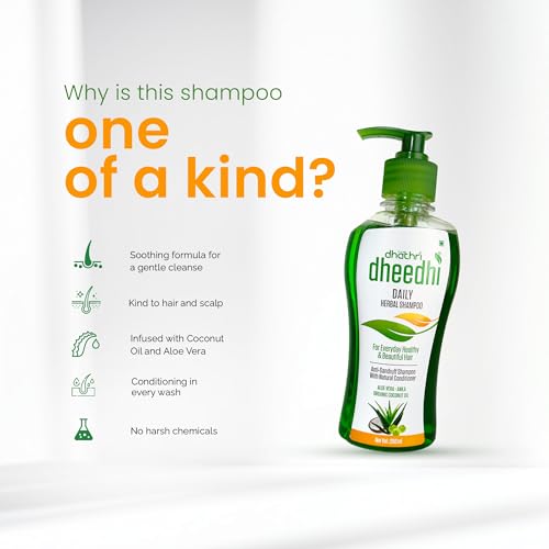 Dhathri Dheedhi Daily Herbal Shampoo for daily use, shampoo for dry and frizzy hair that makes hair healthy & strong, mild shampoo for daily use (250ml) - Image 3