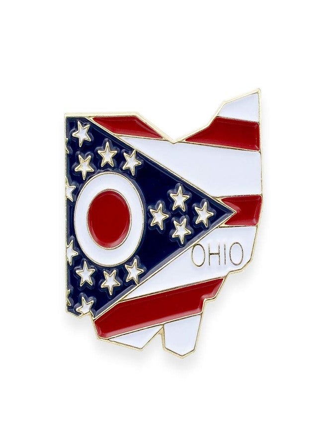 Forge Ohio State Shape Outline and Ohio State Flag Lapel Pin - Bulk Value Pack Available! (1 Pin) - Image 1