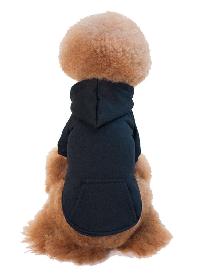Loquat Squality Autumn And Winter Clothing Pure Color Hooded Hoodie Black