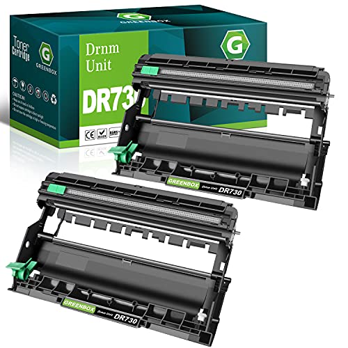 GREENBOX Compatible DR730 DR-730 Drum Unit 12,000 Pages Replacement for Brother for MFC-L2710DW MFC-L2750DW HL-L2395DW HL-L2370DW HL-L2350DW HL-L2390DW DCP-L2550DW Printer, 2 Black - Image 1