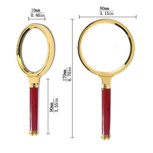 Density Collection 10X, 80 MM DiaHandheld Magnifier, Reading Magnifier Loupe Glasses 10X with Rosewood Handle for Book and Newspaper Reading, Insect and Hobby Observation, Classroom Science - Image 2