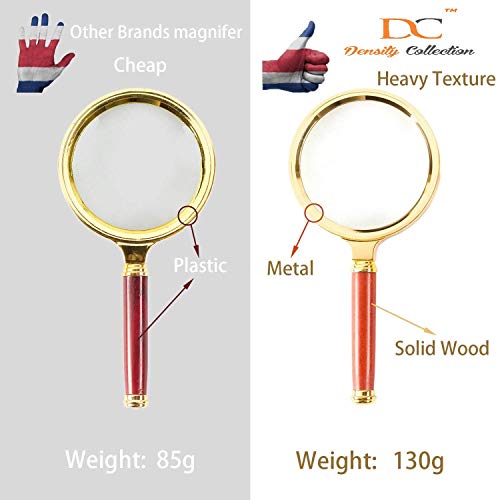 Density Collection 10X, 80 MM DiaHandheld Magnifier, Reading Magnifier Loupe Glasses 10X with Rosewood Handle for Book and Newspaper Reading, Insect and Hobby Observation, Classroom Science - Image 3