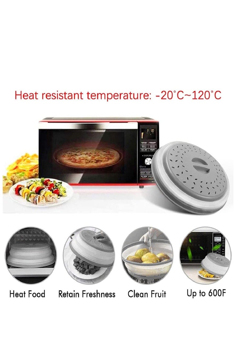 2 Pack Microwave Splatter Cover Vented Collapsible Microwave Food Cover With Easy Grip Handle Dishwasher-Safe BPA-Free Silicone&Plastic 10.5 Round - Image 2