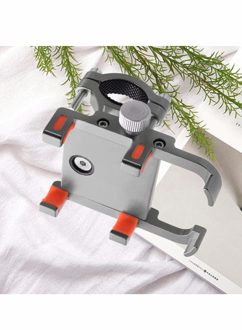 Motorcycles Phone Mount, Universal Adjustable Handlebar Cell Phone Holder, Six-claw Aluminum Alloy Mobile Bracket Bike Bicycle Navigation Holder Fixing Frame (Silver)  - Image 2