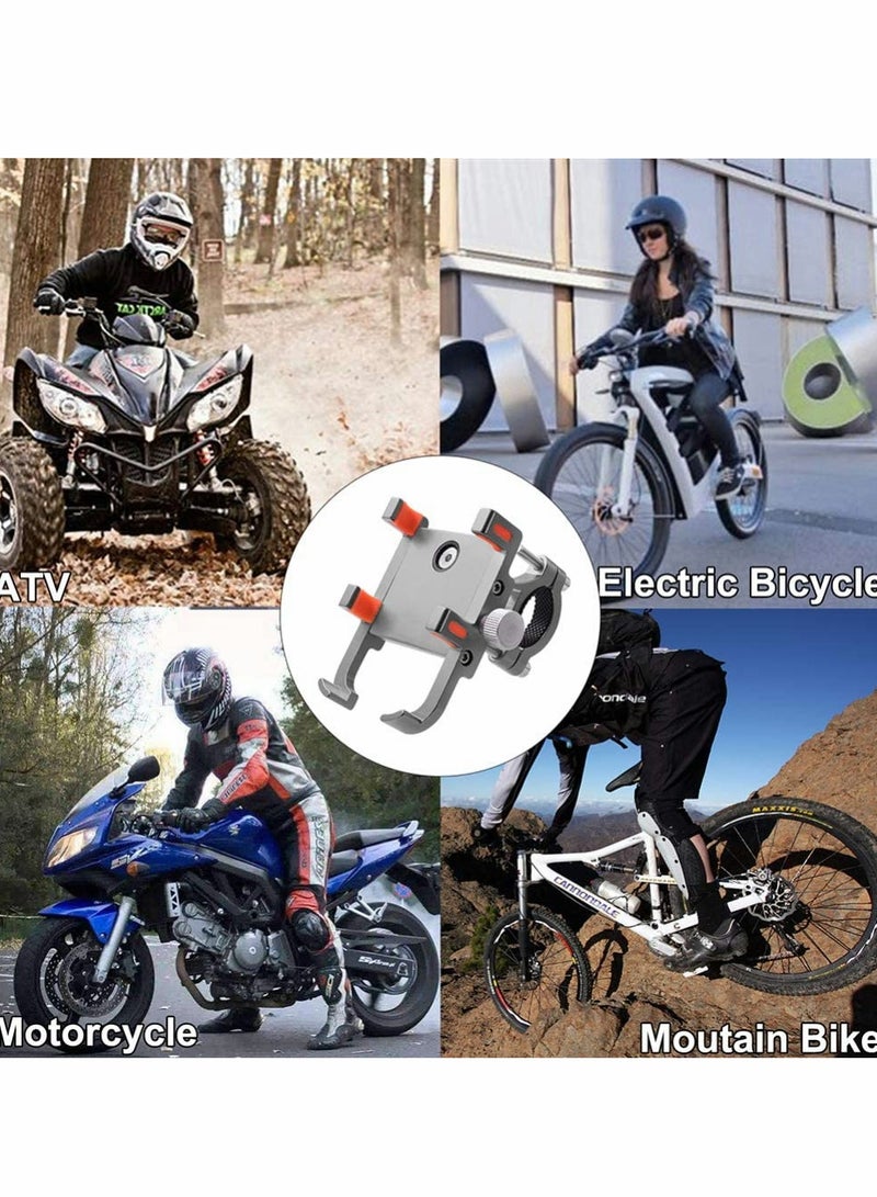 Motorcycles Phone Mount, Universal Adjustable Handlebar Cell Phone Holder, Six-claw Aluminum Alloy Mobile Bracket Bike Bicycle Navigation Holder Fixing Frame (Silver)  - Image 3