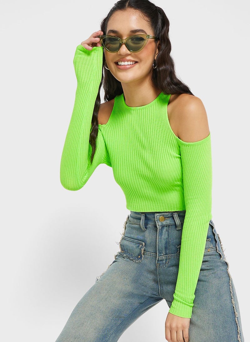 Ginger Cold Shoulder Cropped Sweater - Image 1