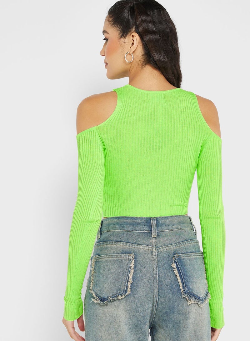 Ginger Cold Shoulder Cropped Sweater - Image 2