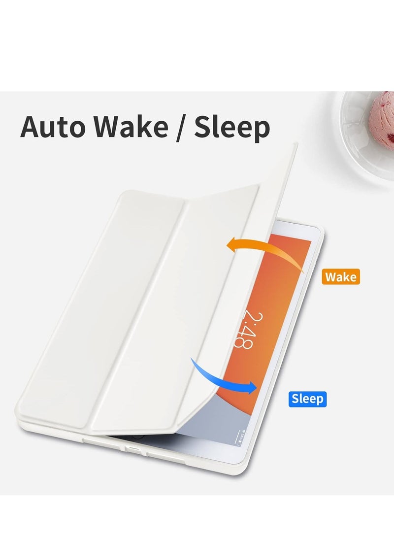 vesus iPad 9th/8th/7th Generation Case (2021/2020/2019) - 10.2-Inch Case with Pencil Holder [Sleep/Wake], Slim Soft TPU Back Smart Magnetic Stand Protective Cover (White) - Image 4