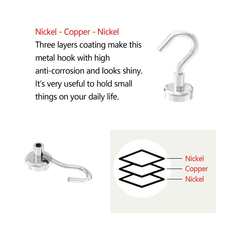 AplysiaTech Heavy Duty Magnetic Hooks 5/8" Magnetic Base,25lbs Vertical Pull Force-10Pack Super Strong Rare Earth Magnet Hook,Strong Cruise Hook for Hanging,Magnetic Hanger for Cabins,Grill,Kitchen - Image 4