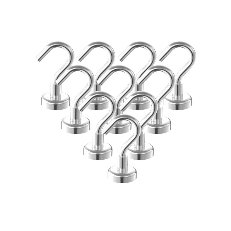 AplysiaTech Heavy Duty Magnetic Hooks 5/8" Magnetic Base,25lbs Vertical Pull Force-10Pack Super Strong Rare Earth Magnet Hook,Strong Cruise Hook for Hanging,Magnetic Hanger for Cabins,Grill,Kitchen - Image 1