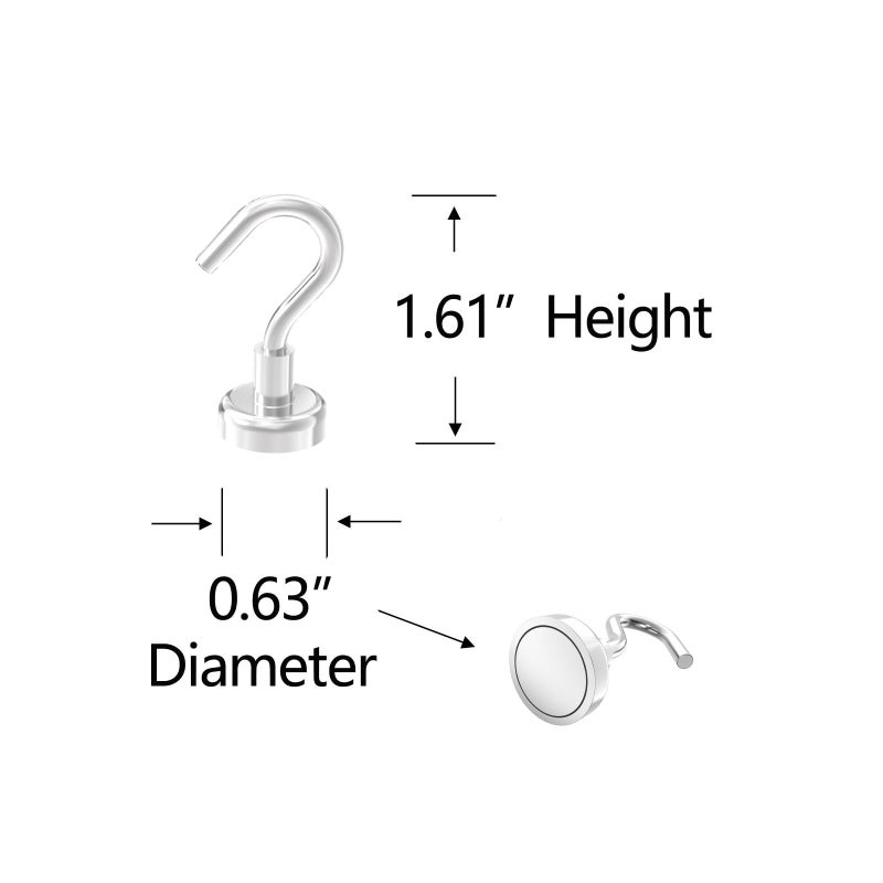 AplysiaTech Heavy Duty Magnetic Hooks 5/8" Magnetic Base,25lbs Vertical Pull Force-10Pack Super Strong Rare Earth Magnet Hook,Strong Cruise Hook for Hanging,Magnetic Hanger for Cabins,Grill,Kitchen - Image 2