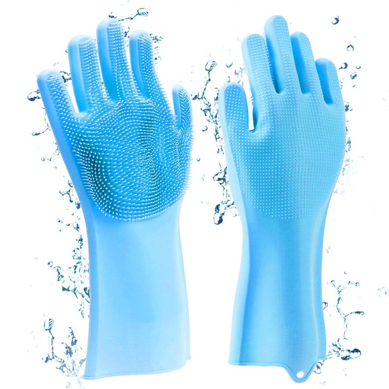 DIYA ENTERPRISE Silicone Hand Gloves for Dish Washing Kitchen Cleaning Gloves, Pet Grooming, Great for Washing Dish, Car, Bathroom (Multicoloured)  - Image 1