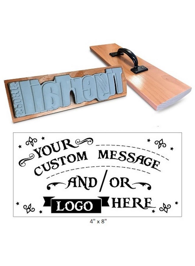 UImprint 4'' X 8'' Extra Large Custom Rocker Mount Wood Hand Rubber Stamp With Metal Handle - Image 1