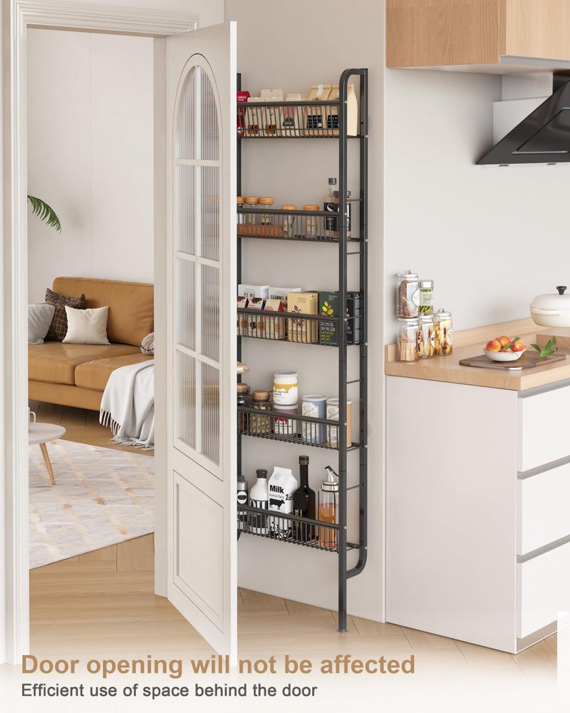 UMDONX Behind The Door Bathroom Shelf Narrow 5-Tier, Space-Saving Slim Storage Shelf Narrow Shelving Unit for Bathroom and Kitchen Black - Image 4