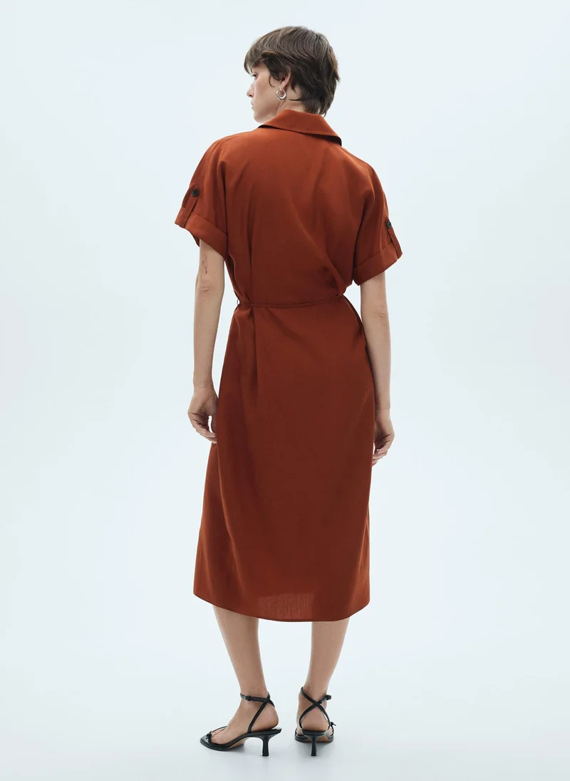 MANGO Bow Lyocell Shirt Dress