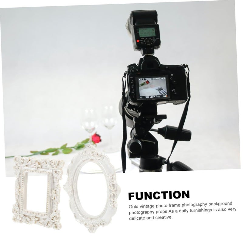 2 Pieces Delicate Vintage Photo Frames Elegant Selfie Home Decor Photography Props For Shops Bedrooms Offices Smooth Polished Black - Image 5