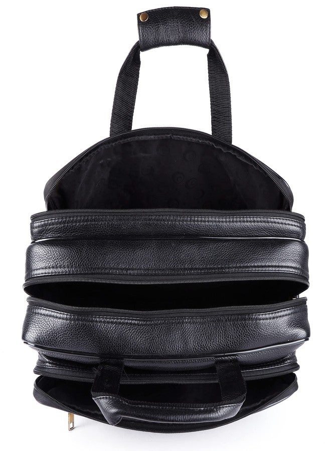 TAURUS Brown Genuine Leather 16 Inch Laptop Bag/Office Bags for Men With Huge Capacity (BLACK) - Image 5