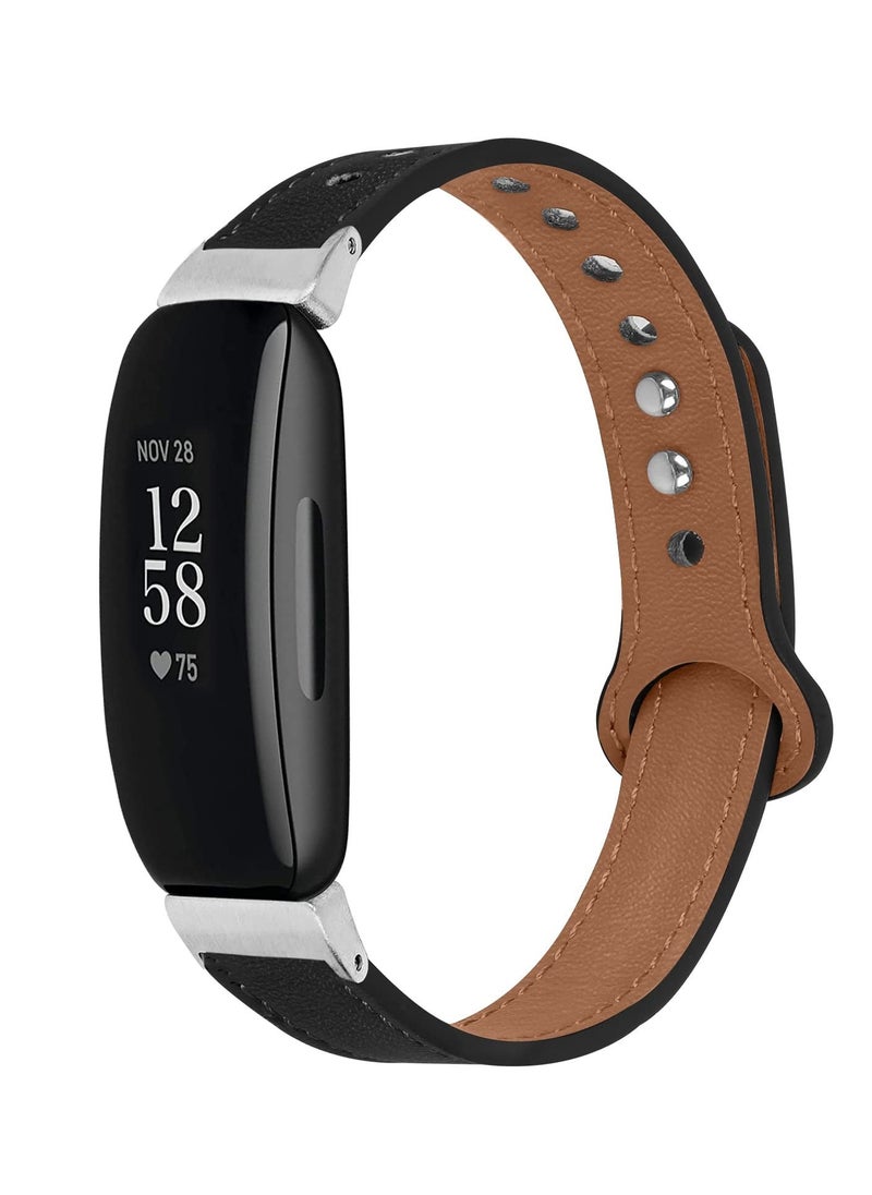 Y&D SYOSI Smart Band Leather Strap, Compatible with Fitbit Inspire 2 Genuine Sport Wristband Replacement Strap bands Bracelet  - Image 2