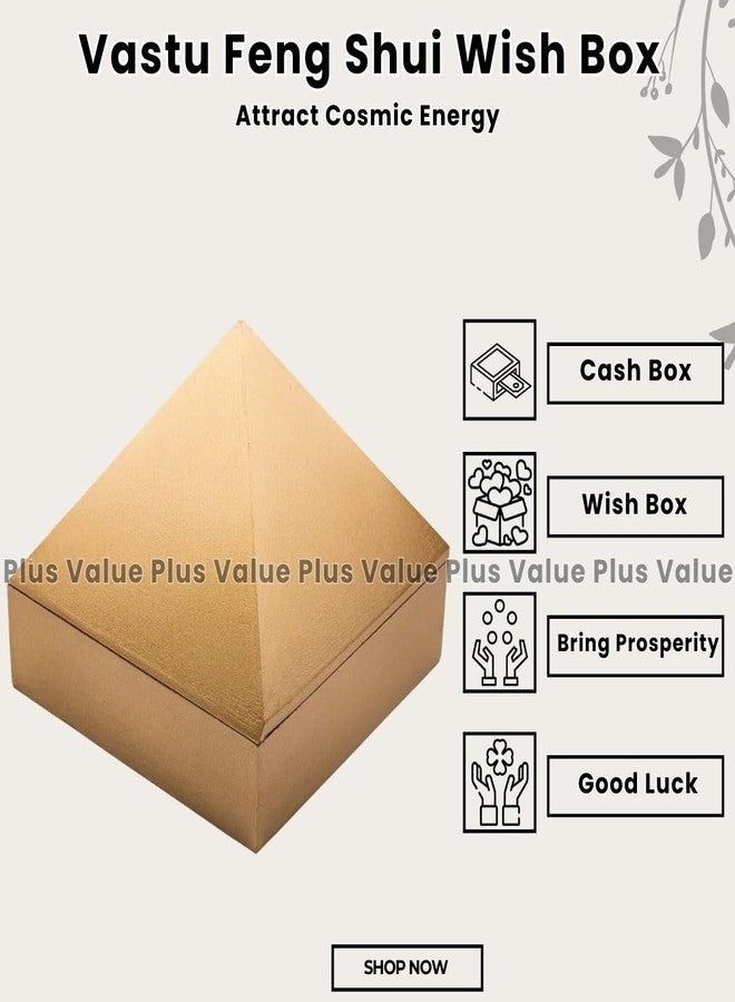 Plus Value صندوق أمنيات خشبي هرمي الشكل من فنغ شوي فاستو ذو قيمة عالية لتخزين النقود والكريستالات والمجوهرات والأدوية (6 بوصات) - Image 2