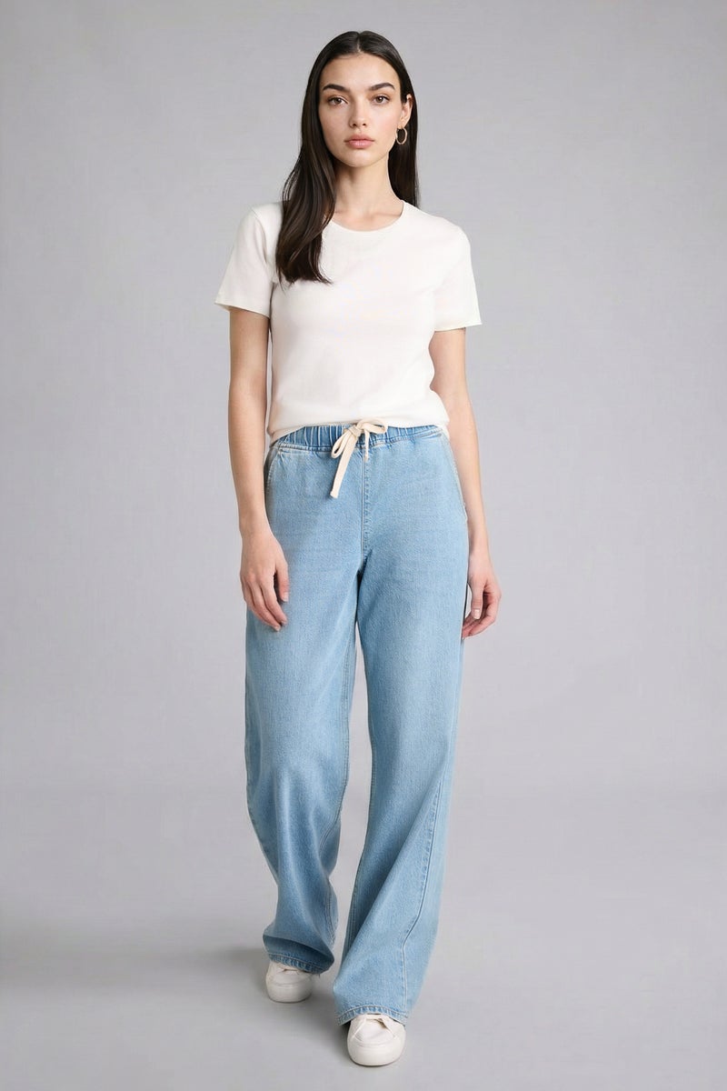 DeFacto Blue Woman Wide Leg High Waist Long Soft Jeans Casual - Image 2