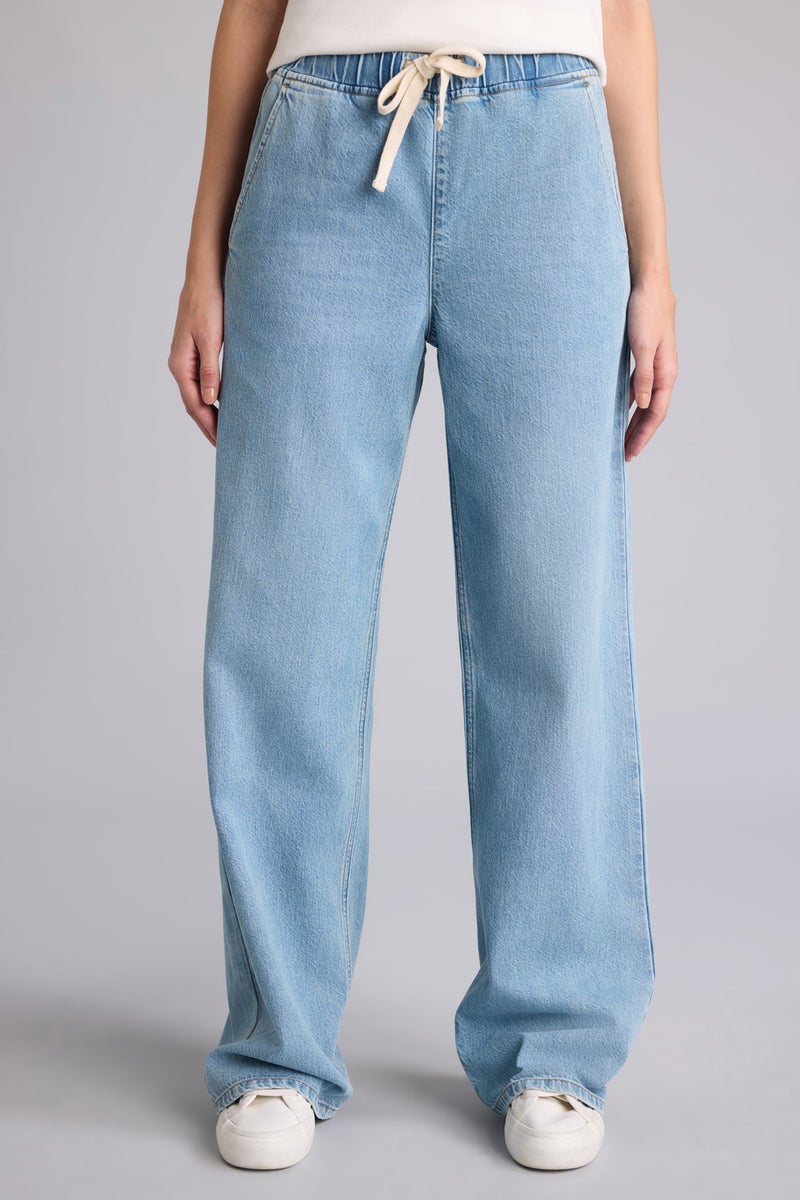 DeFacto Blue Woman Wide Leg High Waist Long Soft Jeans Casual - Image 4