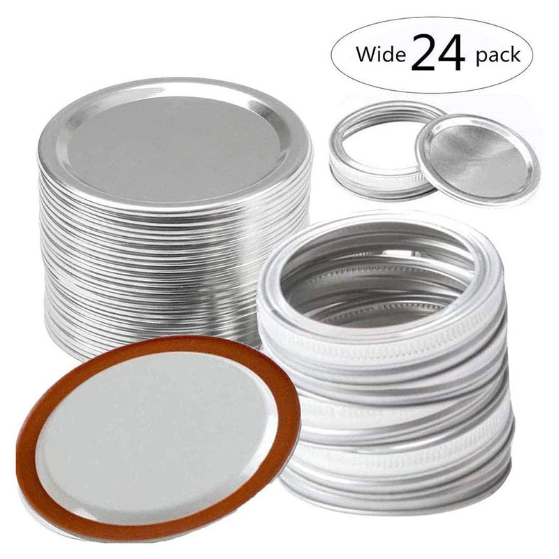 70mm Regular Mouth Mason Canning Lids, Tinplate Leak Proof Lids for Mason Jar Regular Mouth Split-Type Lids Leak Proof and Secure Canning Jar Caps(24 Count Canning Lids + 24 CountRings) - Image 3