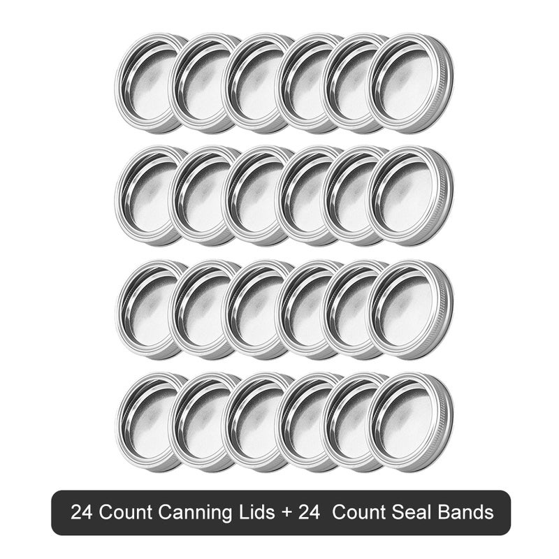 70mm Regular Mouth Mason Canning Lids, Tinplate Leak Proof Lids for Mason Jar Regular Mouth Split-Type Lids Leak Proof and Secure Canning Jar Caps(24 Count Canning Lids + 24 CountRings) - Image 4