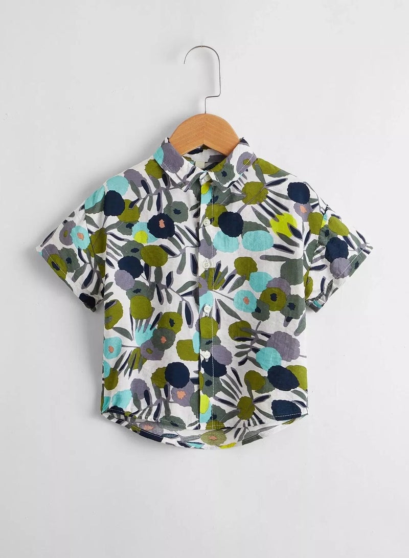 Toddler Boys Allover Plants Shirt  - Image 1