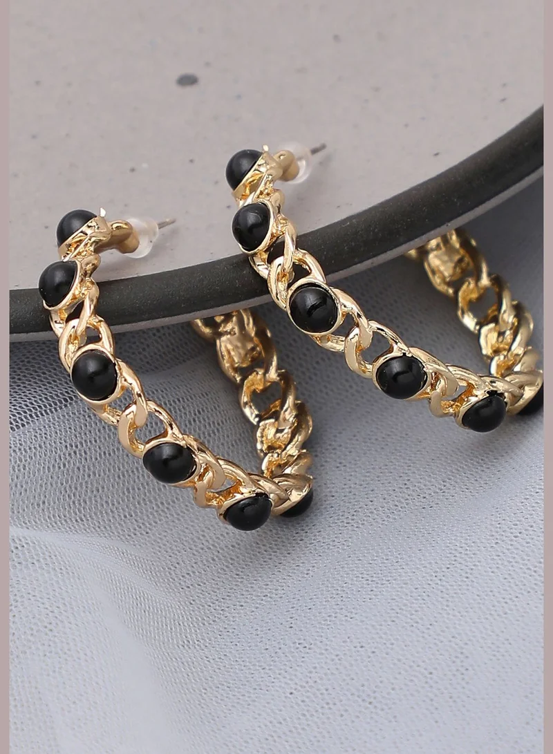SOHI Gold Plated Party Designer Stone Hoop Earring For Women