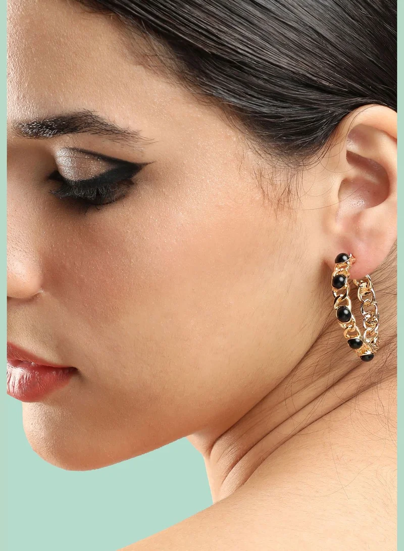 SOHI Gold Plated Party Designer Stone Hoop Earring For Women