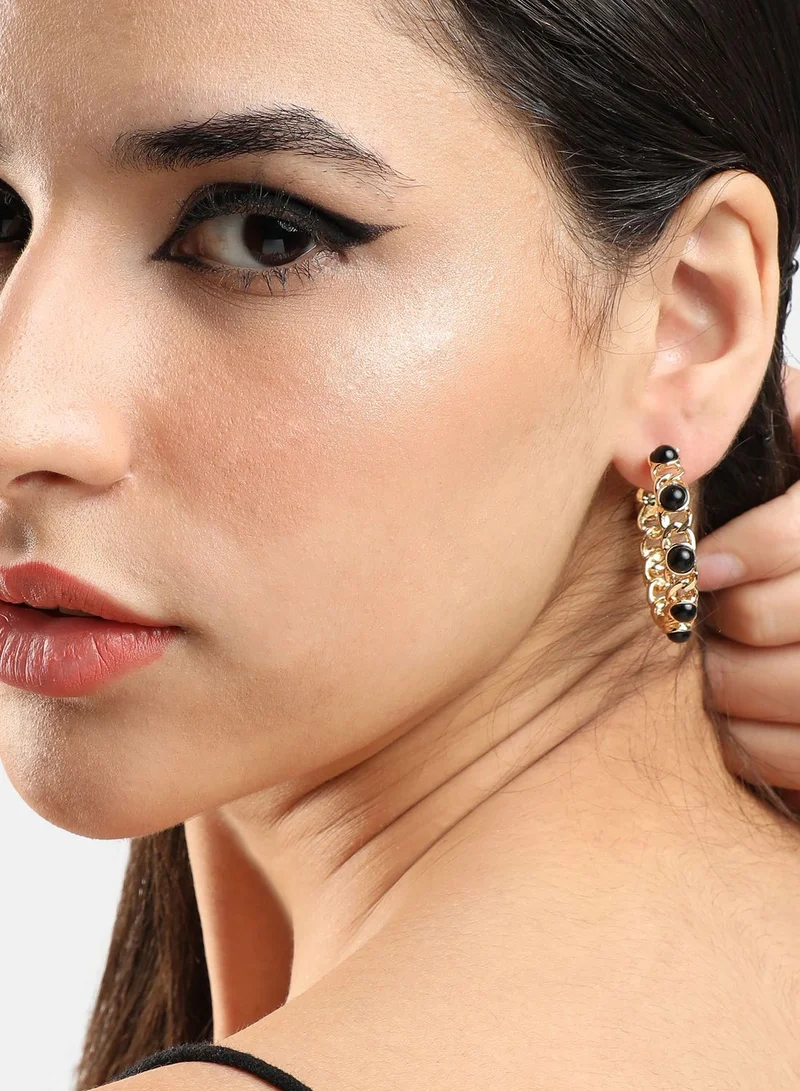 SOHI Gold Plated Party Designer Stone Hoop Earring For Women