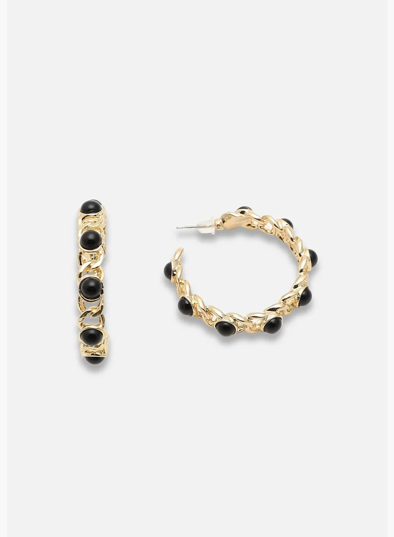 SOHI Gold Plated Party Designer Stone Hoop Earring For Women