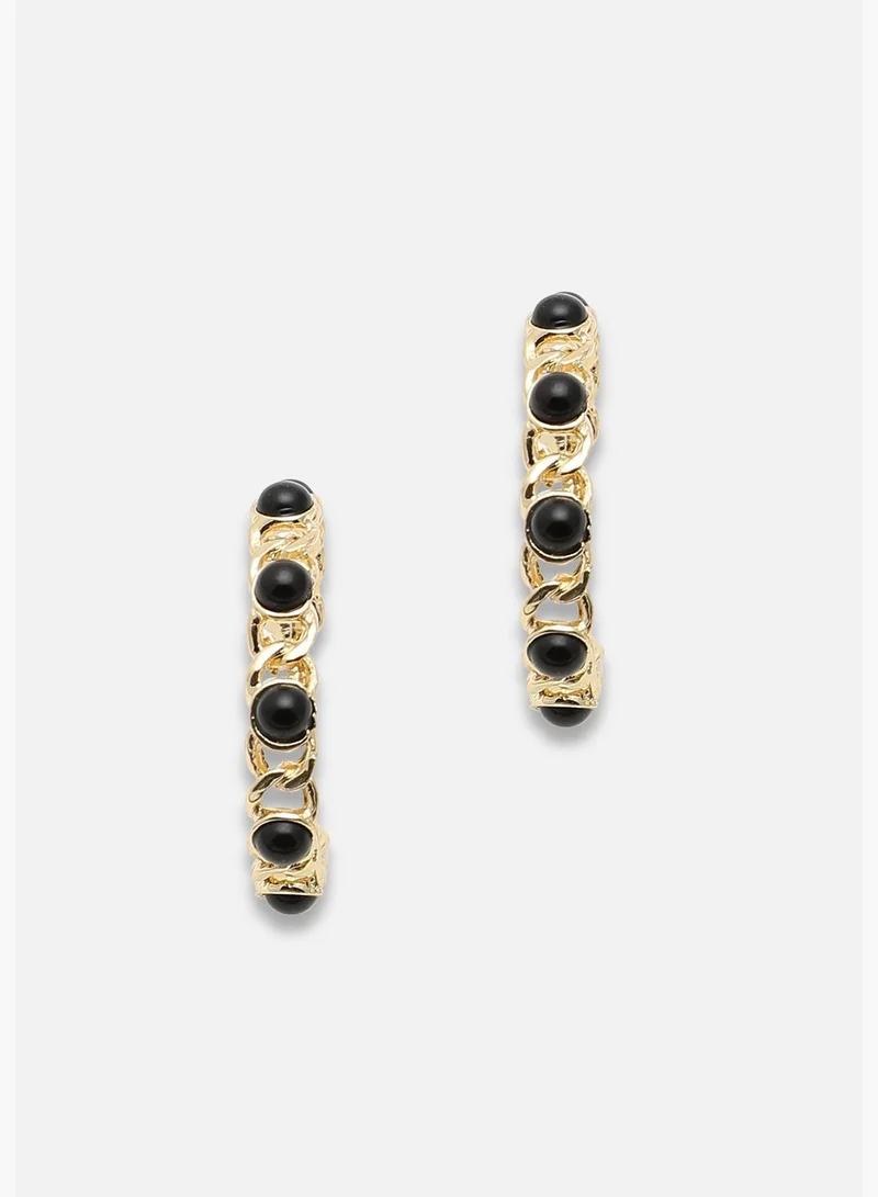 SOHI Gold Plated Party Designer Stone Hoop Earring For Women