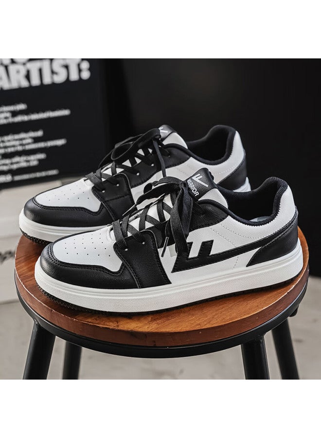 Pull Back Huili Men's White Sneakers, New Sports Shoes, Spring Casual Skateboard Shoes, Versatile Couple Shoes, Trendy, White/black, Size 36 - Image 4