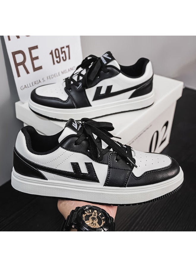 Pull Back Huili Men's White Sneakers, New Sports Shoes, Spring Casual Skateboard Shoes, Versatile Couple Shoes, Trendy, White/black, Size 36 - Image 3