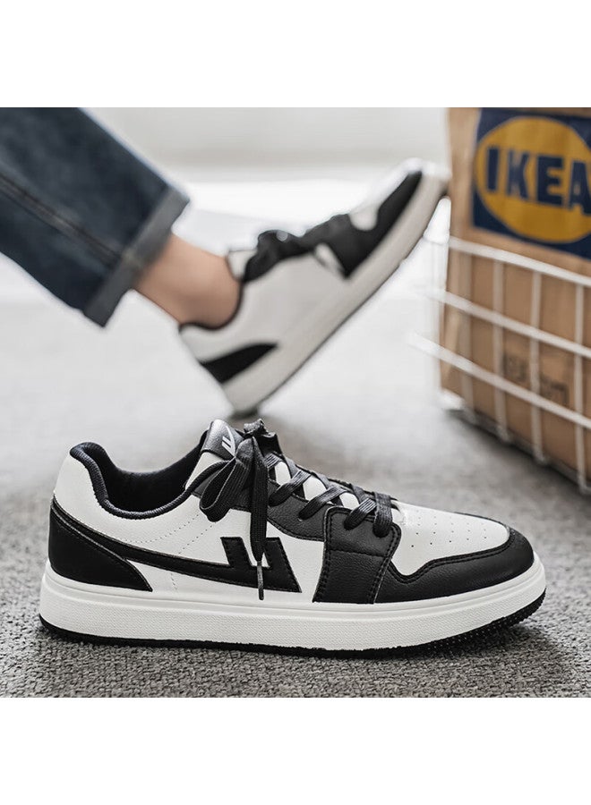 Pull Back Huili Men's White Sneakers, New Sports Shoes, Spring Casual Skateboard Shoes, Versatile Couple Shoes, Trendy, White/black, Size 36 - Image 5