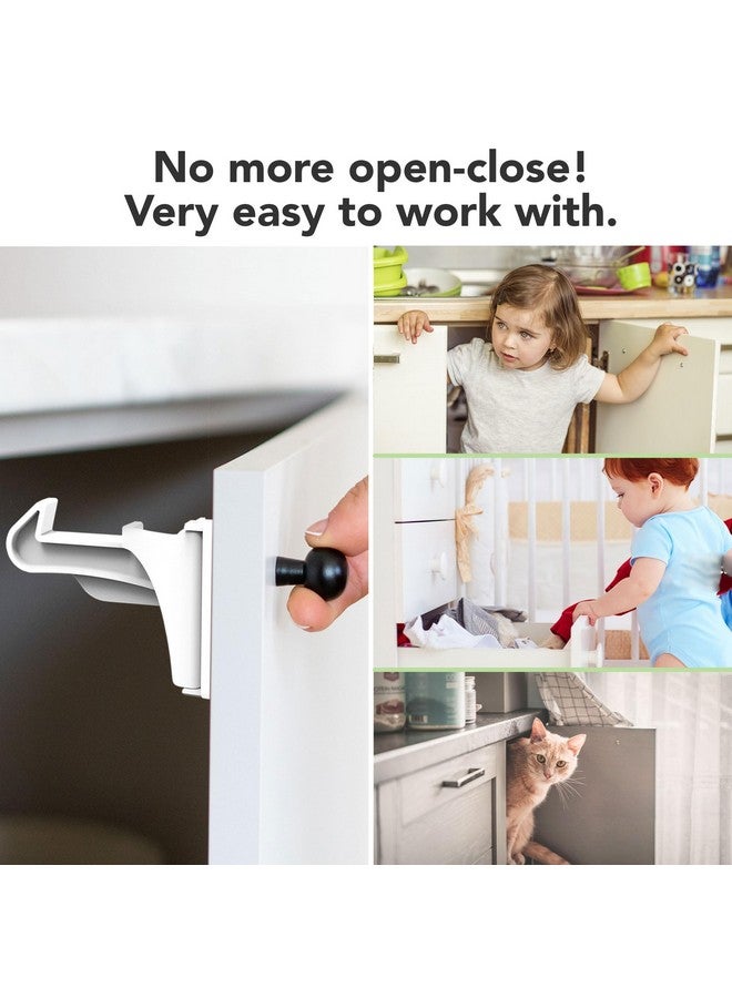 موني بيبي مجموعة من 12 قفل خزانة غير مرئي لحماية الأطفال من مونيبيبي، لون أبيض - Image 3