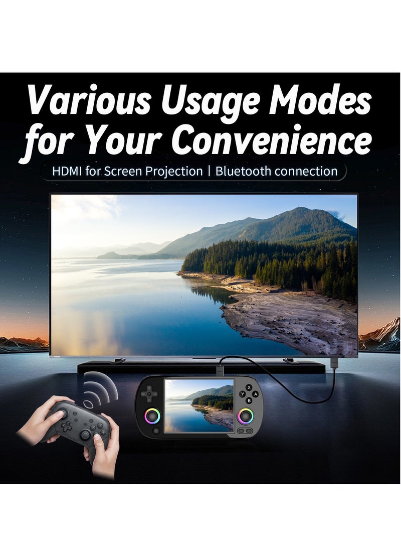Retro RG40XX H Portable Game Console, 64-bit, Linux, 4.0-inch IPS screen, Compatible with 5G WiFi, Bluetooth, HDMI-TV output (Black, 64GB)
