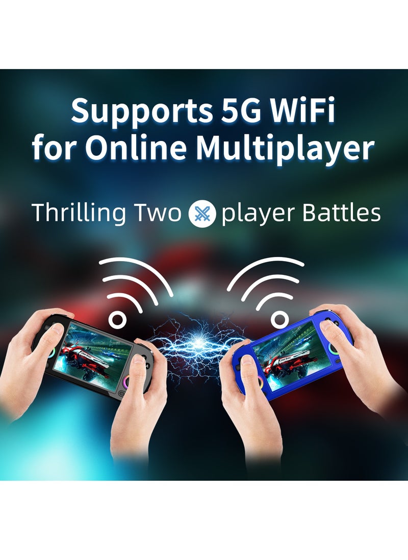 Retro RG40XX H Portable Game Console, 64-bit, Linux, 4.0-inch IPS screen, Compatible with 5G WiFi, Bluetooth, HDMI-TV output (Black, 64GB)