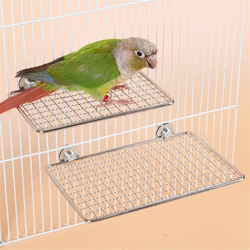 XL Stainless Steel Bird Perch Platform Cage Accessories Safe Resting Jumping Stand - Image 5