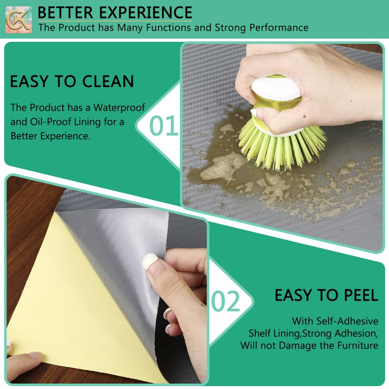 ChiKiner Self-Adhesive Shelf Liner Kitchen Liner, Waterproof Backed Paper Easy Peel and Stick Contact Liner Without Residue for Decor Your Desk Surface, Kitchen Countertops (Silver, 11.8 x 118.1 inches) - Image 3