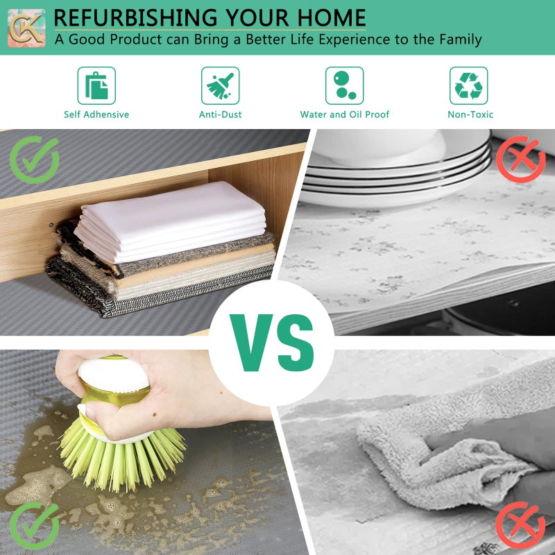 ChiKiner Self-Adhesive Shelf Liner Kitchen Liner, Waterproof Backed Paper Easy Peel and Stick Contact Liner Without Residue for Decor Your Desk Surface, Kitchen Countertops (Silver, 11.8 x 118.1 inches) - Image 5