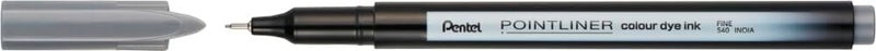 بنتل قلم Pentel S40 Pointliner، حبر صبغي ملون، سمك خط 0.4 مم، لون رمادي (قلم واحد) - Image 2